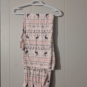 Pink Pajama Set with Reindeer Pattern